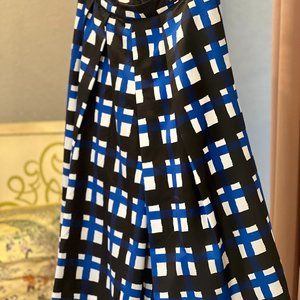 Pink Tartan blue striped midi skirt, Size 12